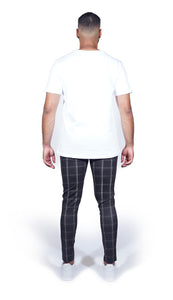 Black Checkered Chino With White Lines